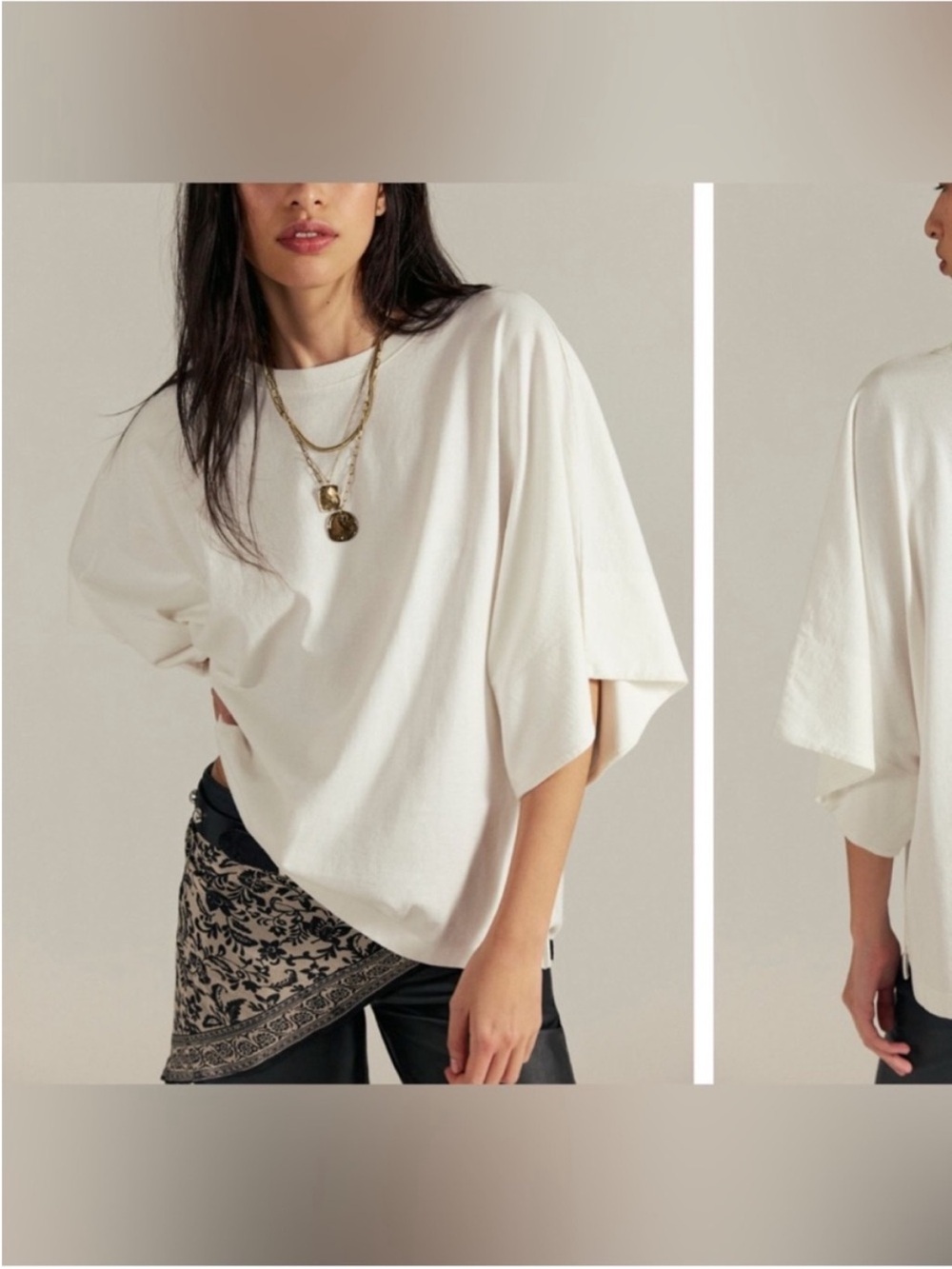 NWT Free People We The Free Atlas Dolman Tee - clean ivory white - small - Picture 2 of 8